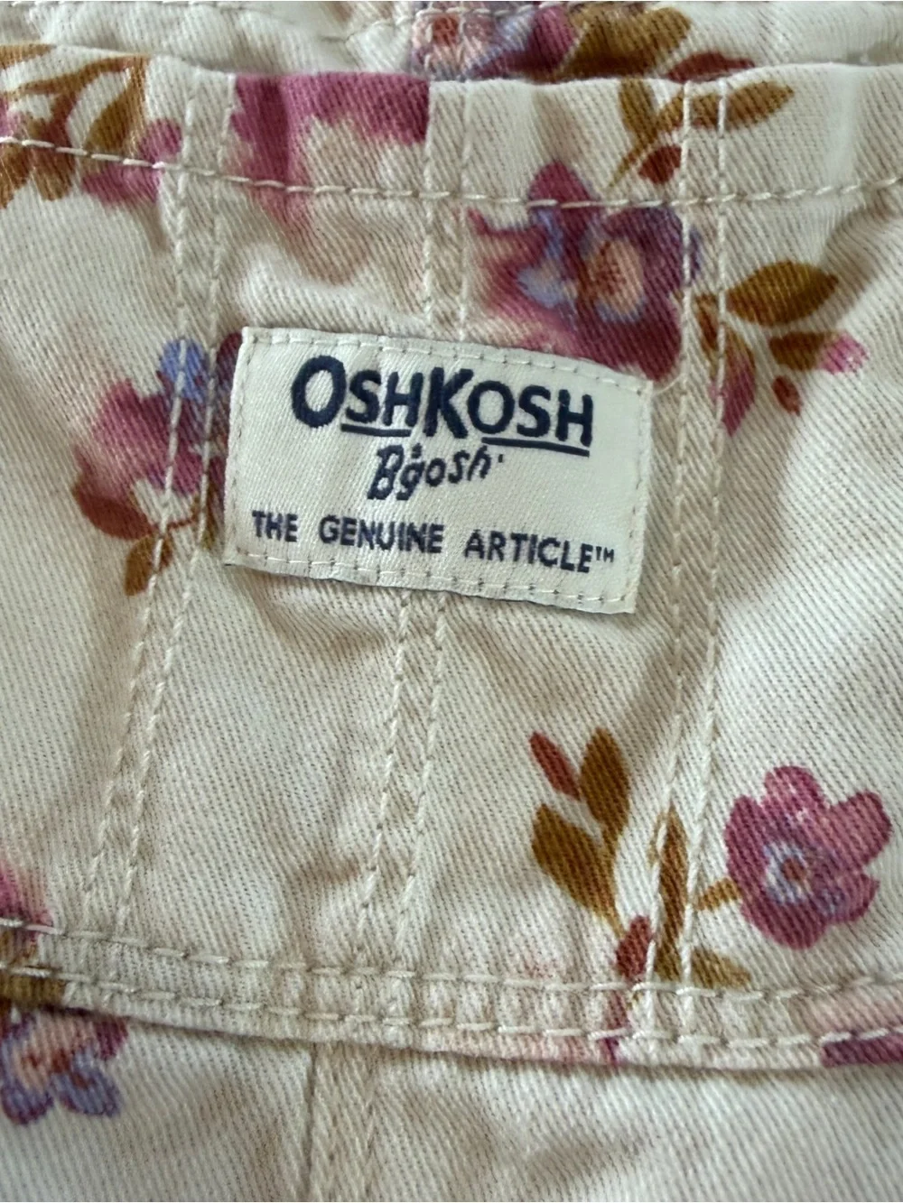 OshKosh B'gosh Cream Floral Overalls 18M 100% Cotton